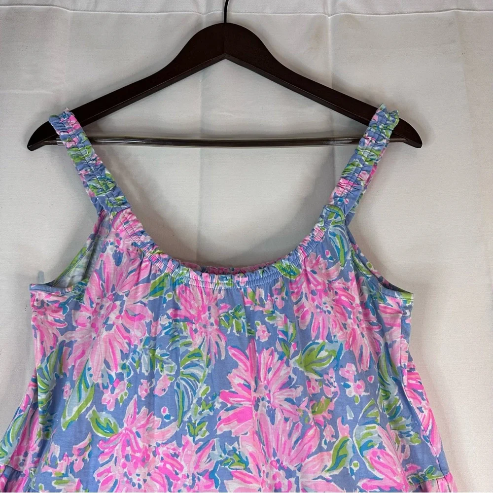 LILLY PULITZER Women’s Size M Dress Midi Floral Tiered Cotton Sleeveless